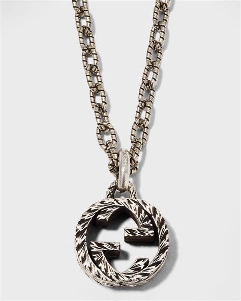 gucci interlocking-g pendant necklace sterling silver ybb45553500100u|925 Sterling Silver Interlocking G Pendant Necklace.